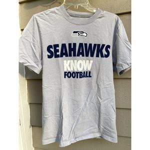 Seattle Seahawks Know Football NFL Nike 100% Cotton Gray SZ S T Shirt Chest 18"